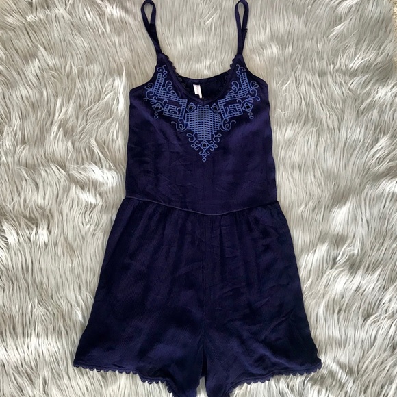 Xhilaration Embellished Romper in Blue size Small - Picture 1 of 7